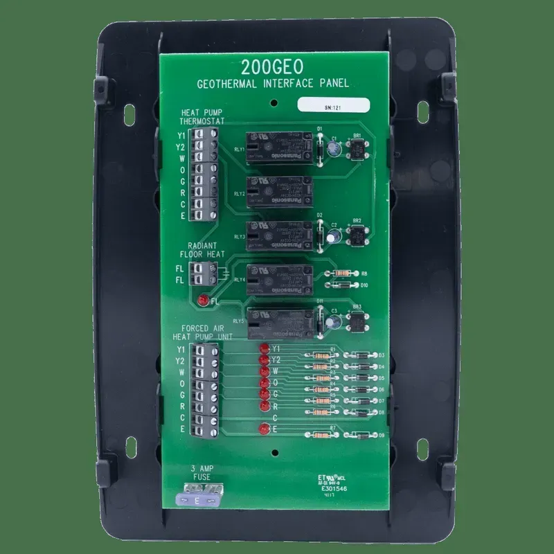 Internal view of a geothermal control board