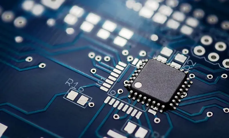 A close-up view of a high performance PCB board