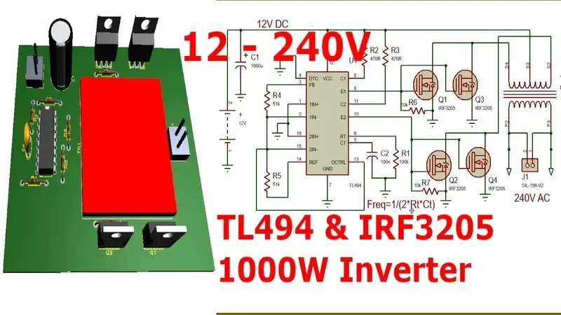 Close-up of an inverter PCB board highlighting high current paths