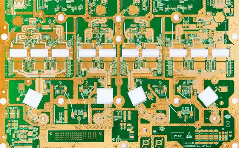 Engineers designing a high-frequency PCB layout