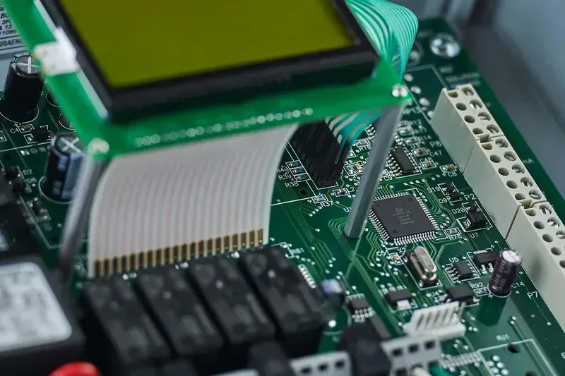 Assembled aerospace PCB board in a cleanroom
