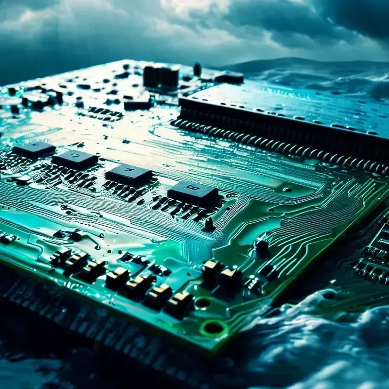 PCB board undergoing testing in a harsh environment chamber