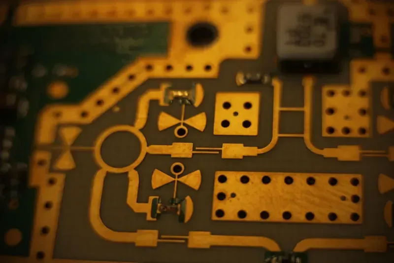 A detailed close-up of a radar PCB board