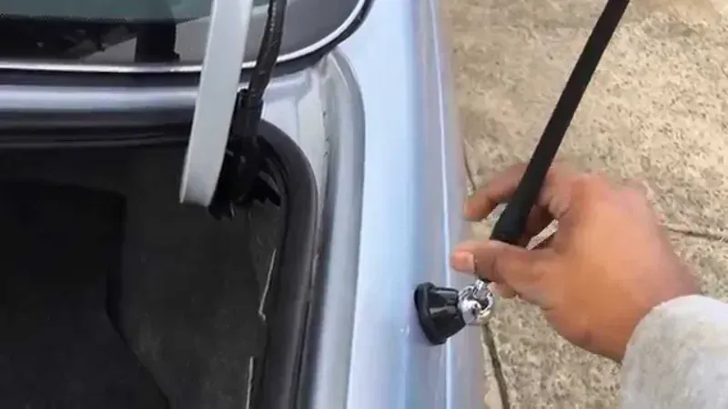 An automotive antenna installed inside a car