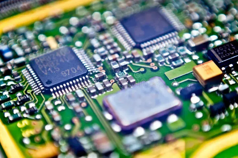 A close-up view of a miniature PCB board