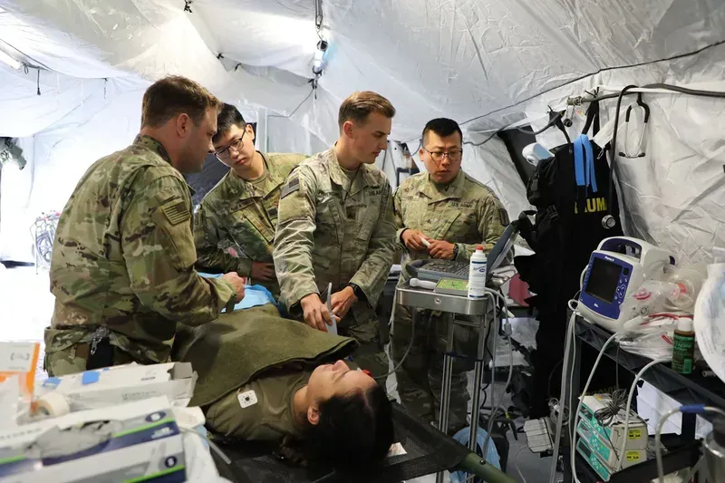 Field medical equipment being used in an application scenario