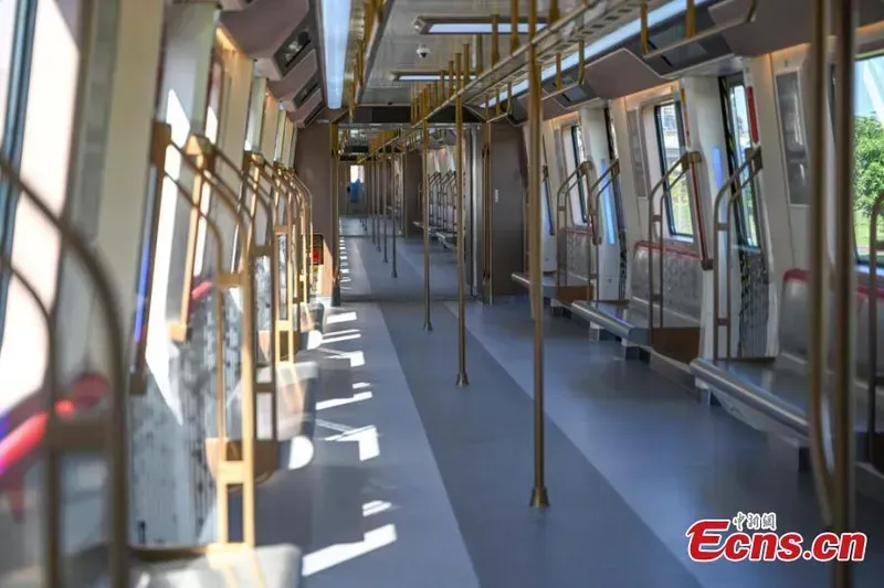 Interior view of an urban rail train in operation