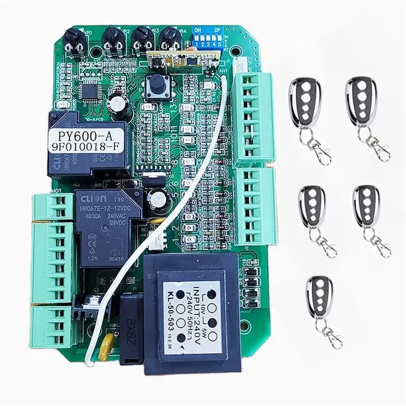 A close-up of a control board for a screen door
