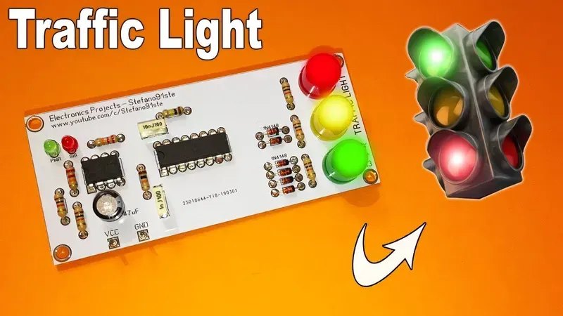 A close-up view of a traffic signal light PCB board