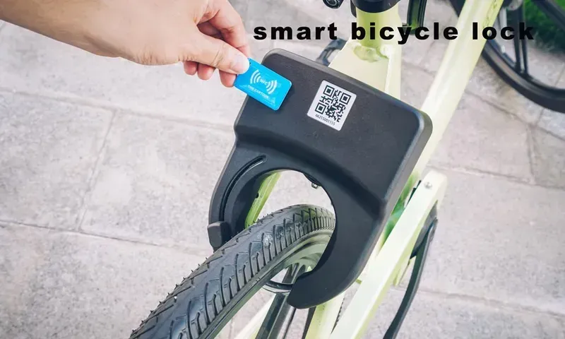 Smart bicycle sharing lock installed on a bicycle in a real-world setting