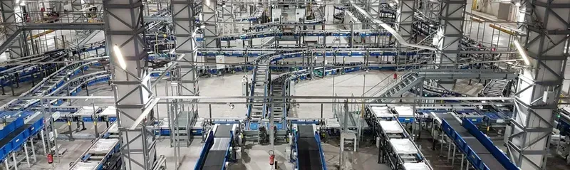 An operational airport baggage handling system with conveyor belts