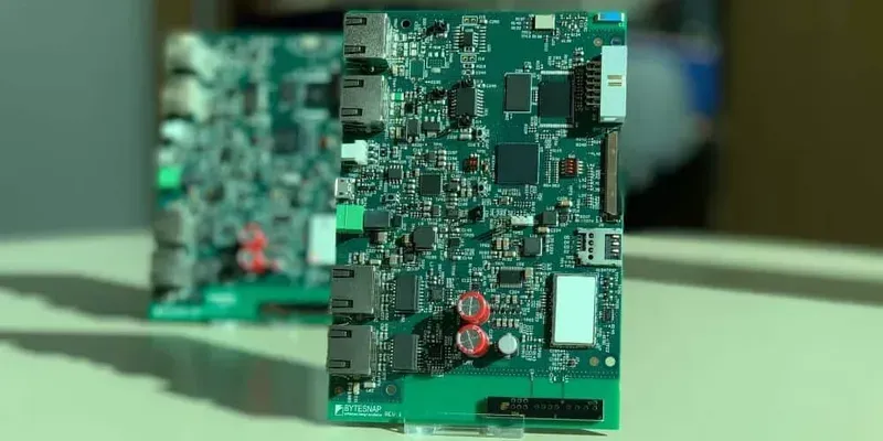 A detailed close-up of a smart charging pile communication board