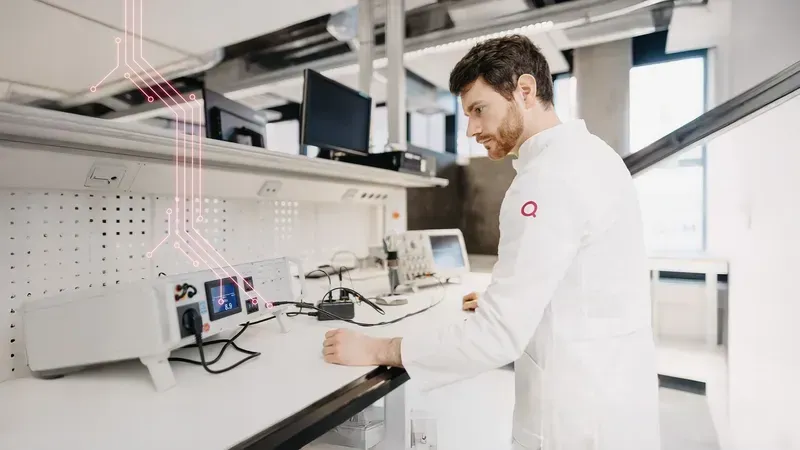 Quality control engineer testing an electronic product