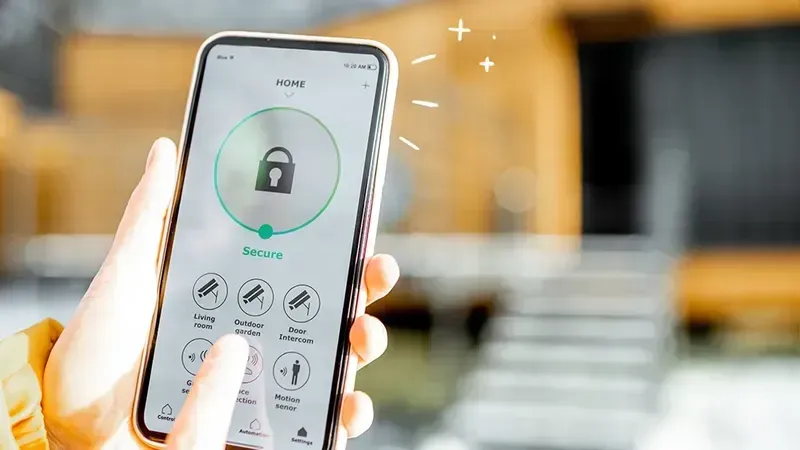 A smart home security system installed in a modern house