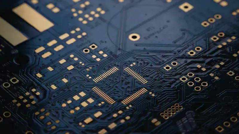An engineer working on designing an intercom system PCB board on a computer