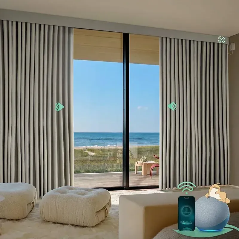 Smart curtain installed in a residential setting
