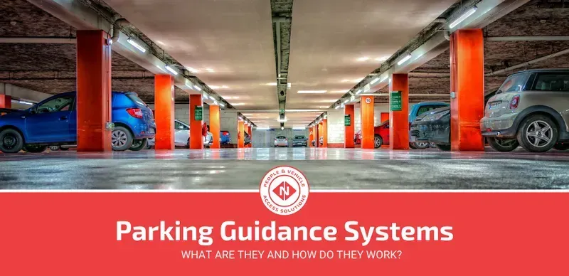 A parking garage guidance system with LED displays in action