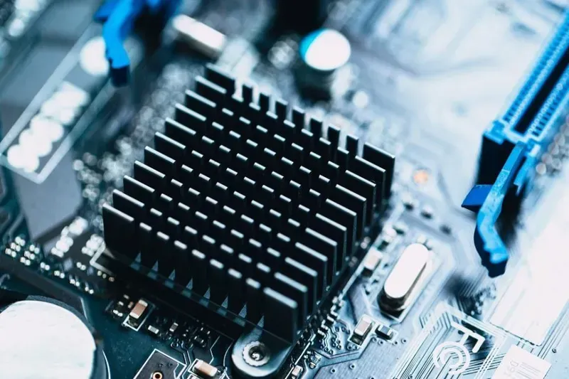 Key components on a heating system PCB