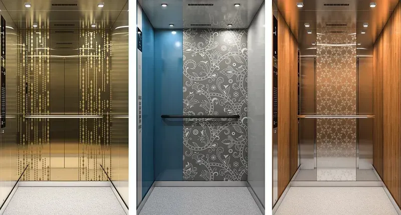 Interior of a modern, renovated elevator with a smart dispatch board