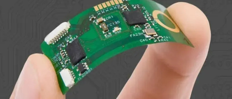 A flexible PCB board bent into shape