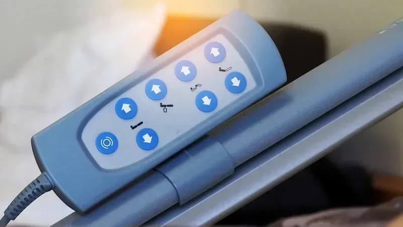 Close-up of a smart bed control panel
