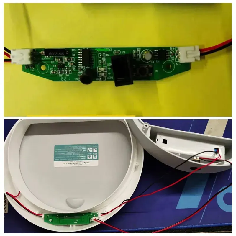 A close-up view of a smart trash can control board