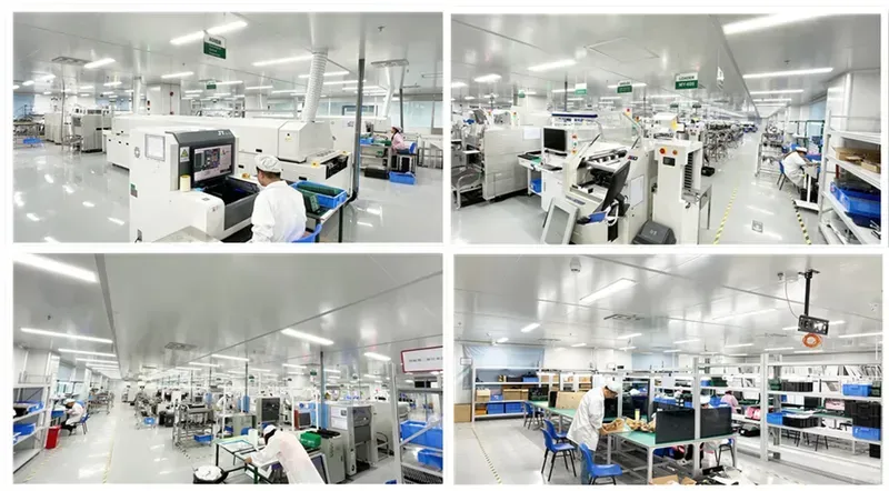 An automated production line in a PCB manufacturing and assembly factory