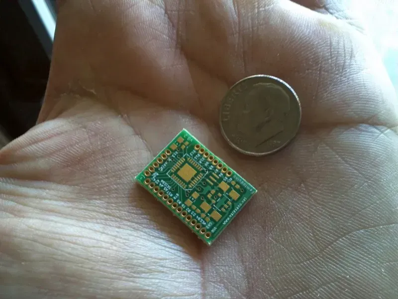 A close-up of a miniature PCB circuit for smart rings
