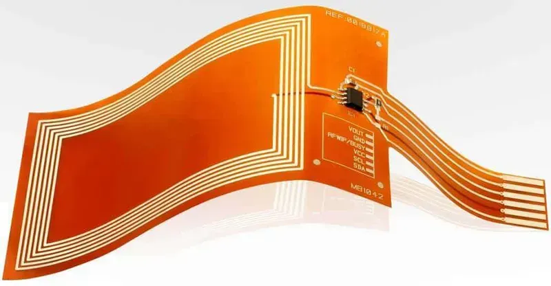 A flexible polyimide PCB substrate.
