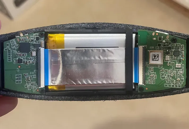 A PCB inside a smart headband.