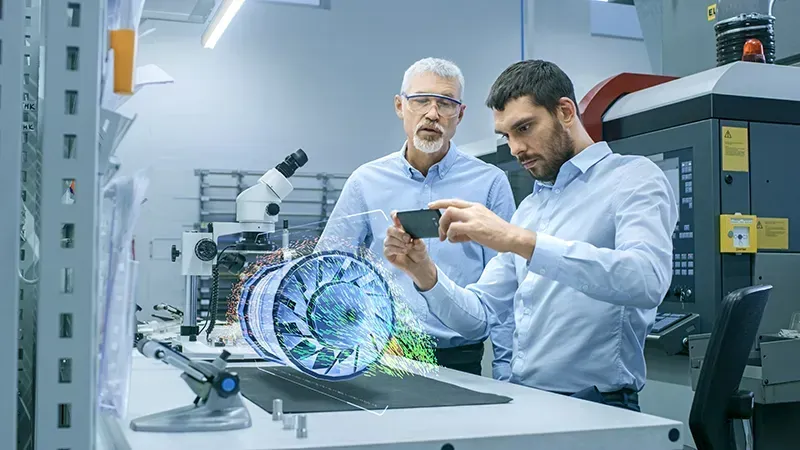 An engineer working on a prototype