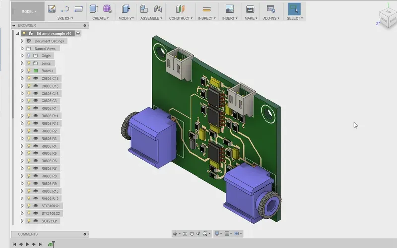 Screenshot of PCB layout design software interface