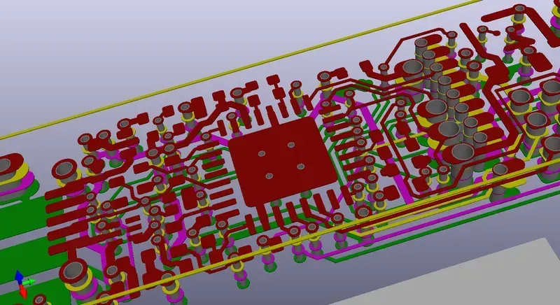 A VR PCB layout showing components