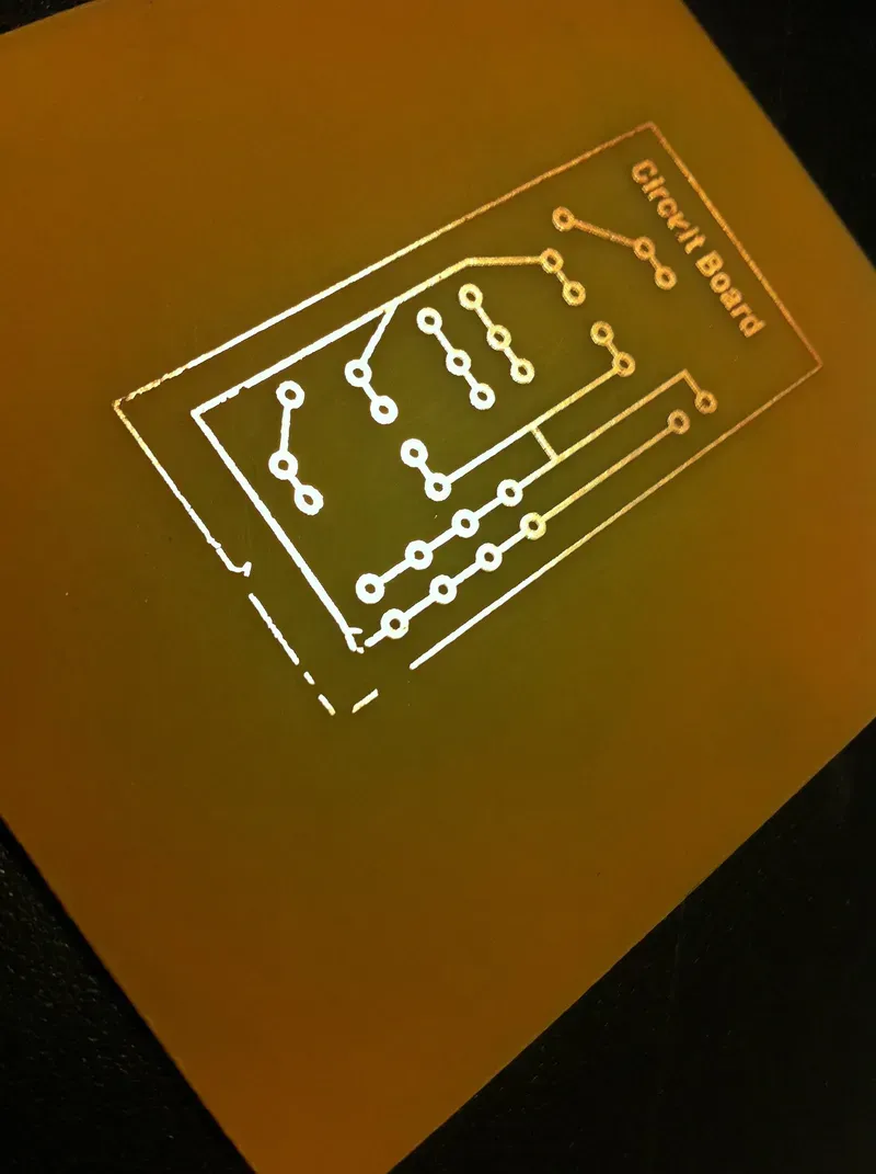 A PCB during the etching process