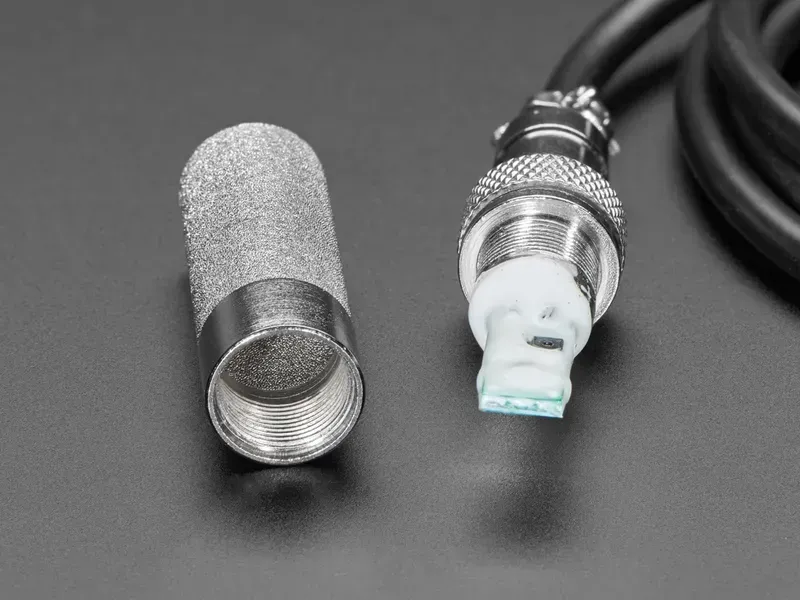 Close-up of a temperature and humidity sensor