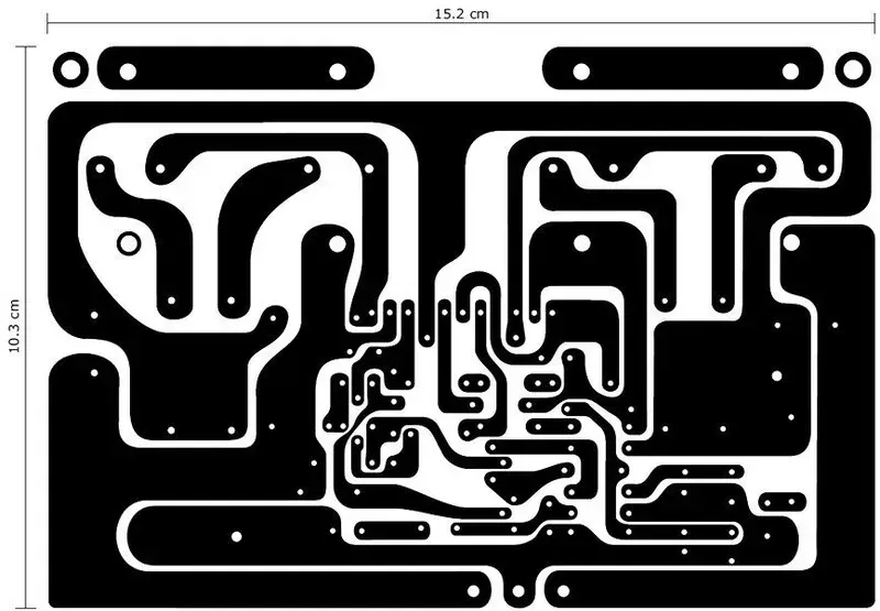 Amplifier PCB layout showcasing component placement
