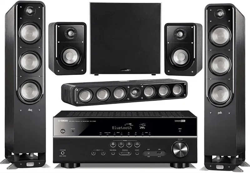 A high-end home theater audio system setup
