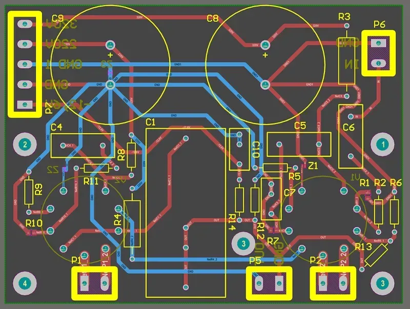PCB layout showcasing star grounding technique