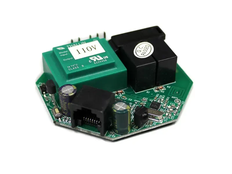 Close-up of components on a projection screen PCB