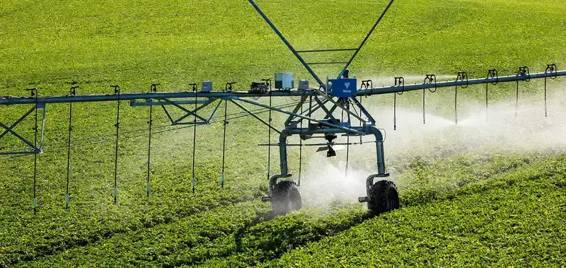 Variable rate irrigation system in use