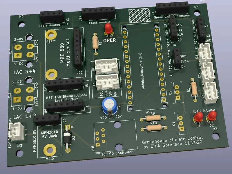 A Greenhouse Environment Control PCB