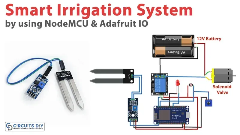 Various components on a smart irrigation control board