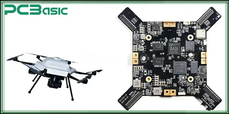 Close-up of PCB used in agricultural drone