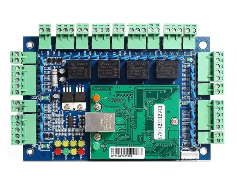 A microcontroller on a smart access control board