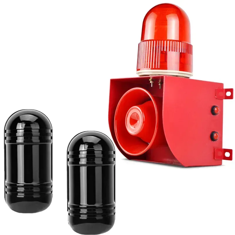 Real-world example of an infrared beam alarm system.