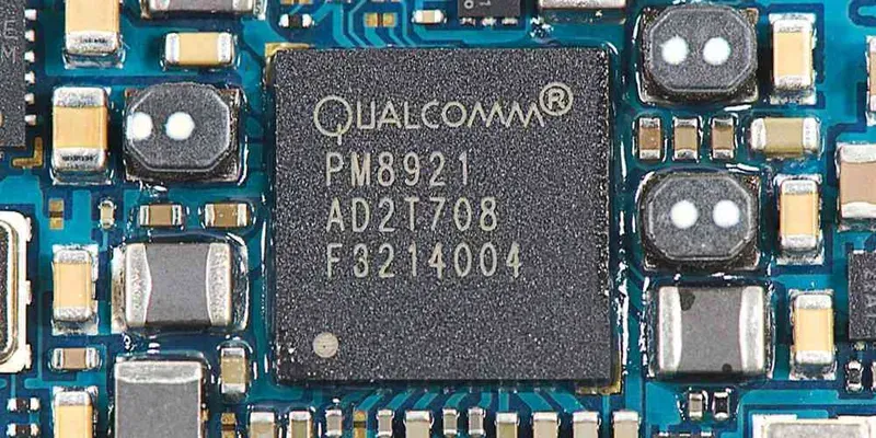 A PCB with a power management chip.