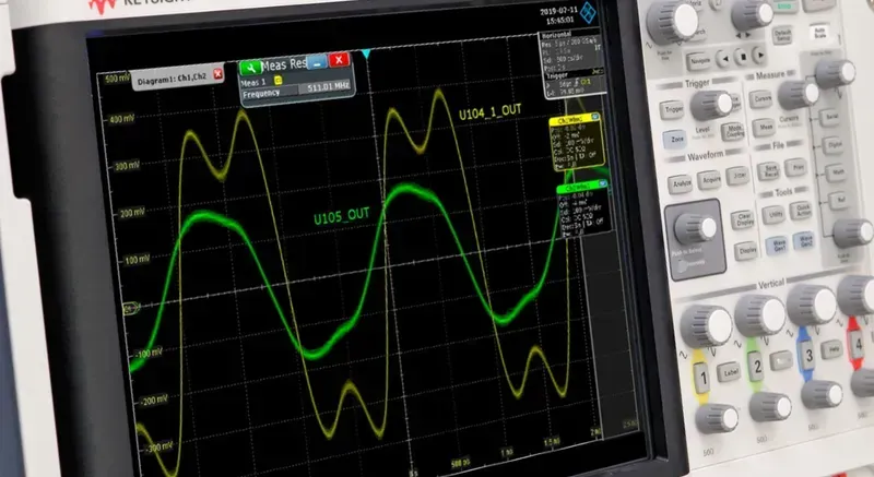 Oscilloscope displaying signal waveform