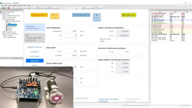 Motor control application setup