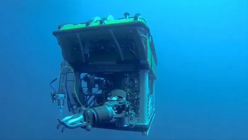 Close-up of an underwater remotely operated vehicle