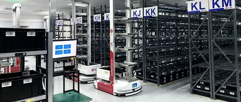 A logistics robot with a highlighted PCB